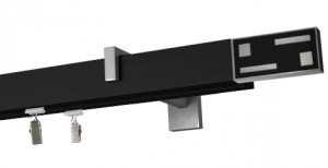 Karnisz apartamentowy Carbo (Ścienny 2 szyny) w kolorze profil - czarny,   wspornik - aluminium