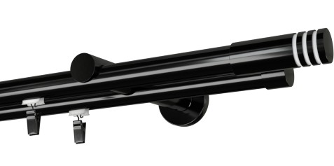 Karnisz podwójny Malibu czarna Ø 19 w kolorze czarnym