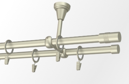 Karnisze sufitowe podwójne klasyczne 16mm z końcówką Cylinder 