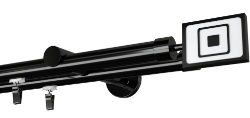Karnisz podwójny Prime Ø 19 w kolorze czarny