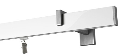 Karnisz apartamentowy  aluminium szczotkowane   profil - biały, wspornik - aluminium