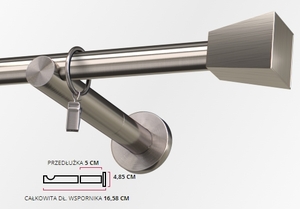 Karnisze metalowe z końcówką Velia o całkowitej długości 126.4cm